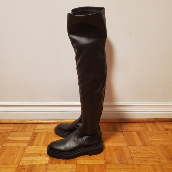 zara OTK Lug sole stretch tall boots - Picture 3 of 11